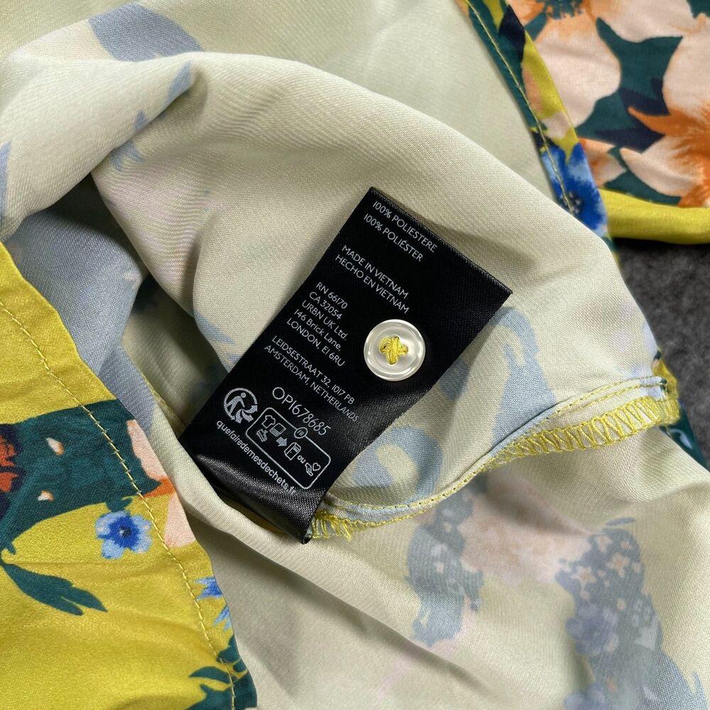 Anthropologie Floral Patchwork Blouse 3X Yellow Green Colorblock Button Shirt - Picture 8 of 12